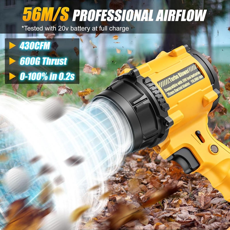 Dinftin Cordless Leaf Blower Compatible with for DeWalt 20V Battery, Mini Handheld Blower with 125MPH 430CFM Power, Lightweight Air Blower for Garage, Lawn & Home Use (Battery Not Included) - Image 3